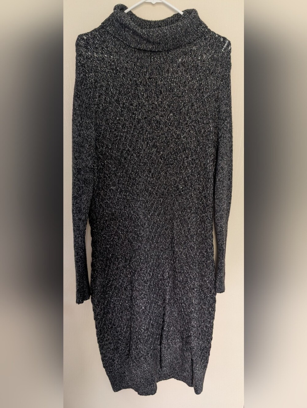 Apt. 9 Black Marled Mock Neck Knit Sweater Dress Long Sleeve XL